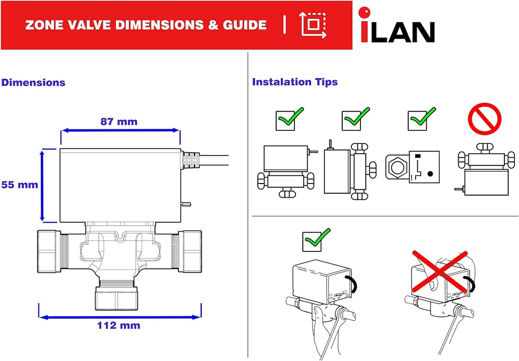 3 Port 22mm Mid Position Motorised Valve 230v